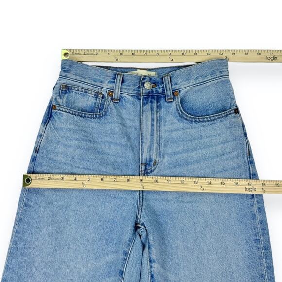 Madewell Jean Womens 24 Tall Blue Baggy Straight Leg Raw Slit Side Leg Hem - Picture 14 of 16